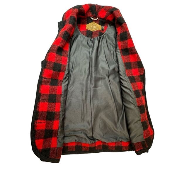 WOOLRICH Vintage Red Black Plaid Vest Size M - Picture 5 of 13